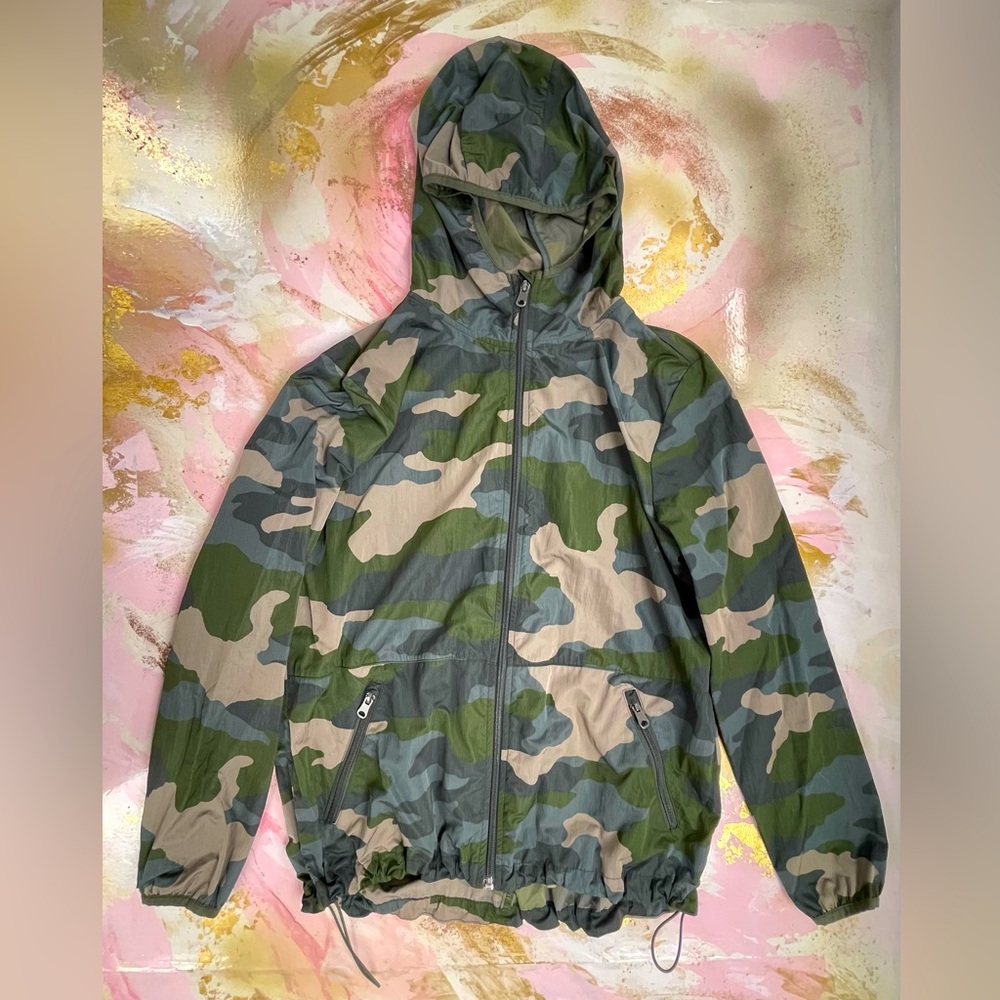 OFFLINE Aerie Green Camo Full Zip Windbreaker Jacket XS